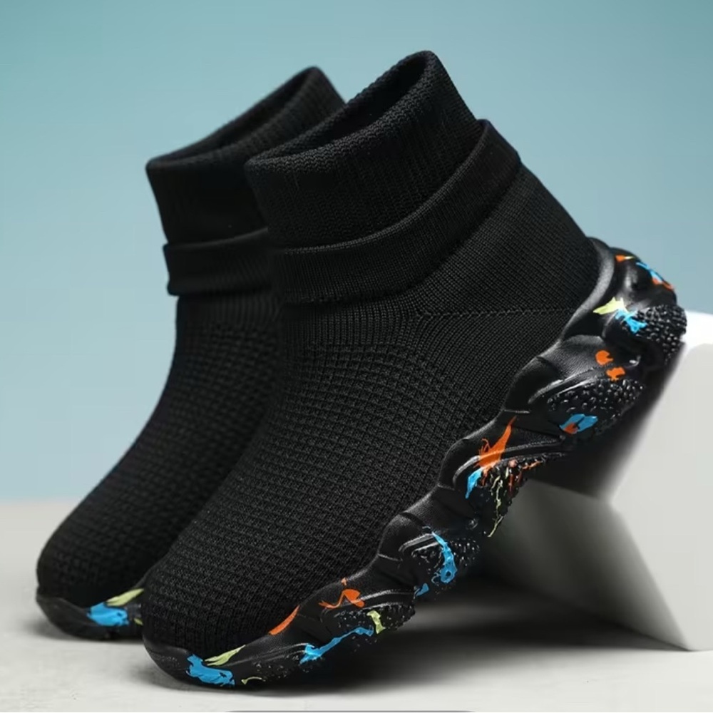 Kids Black Sock Sneakers